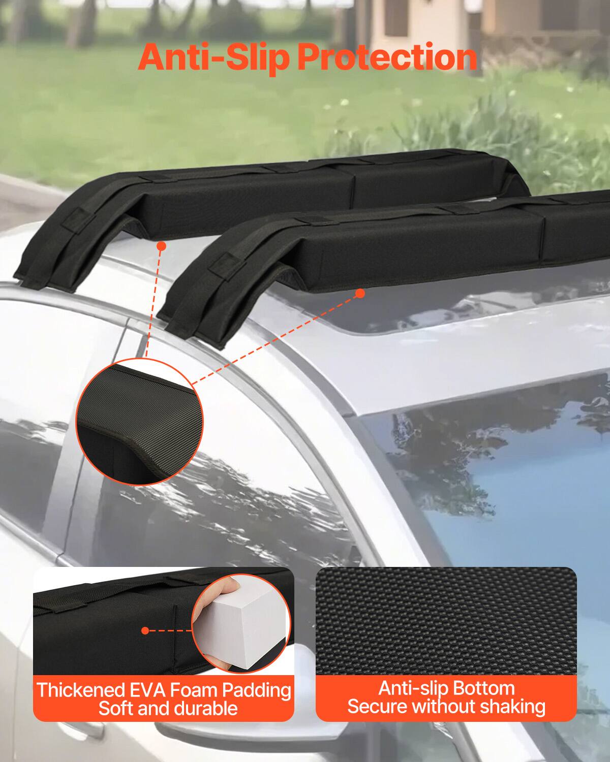 Anti-Slip Protection

Thickened EVA Foam Padding  
Soft and durable

Anti-slip Bottom  
Secure without shaking