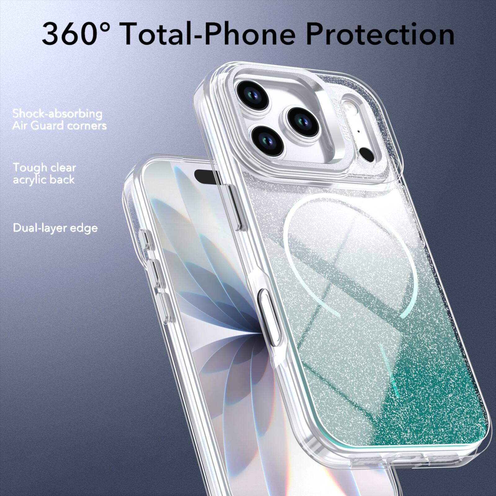 360° Total-Phone Protection

Shock-absorbing Air Guard corners

Tough clear acrylic back

Dual-layer edge