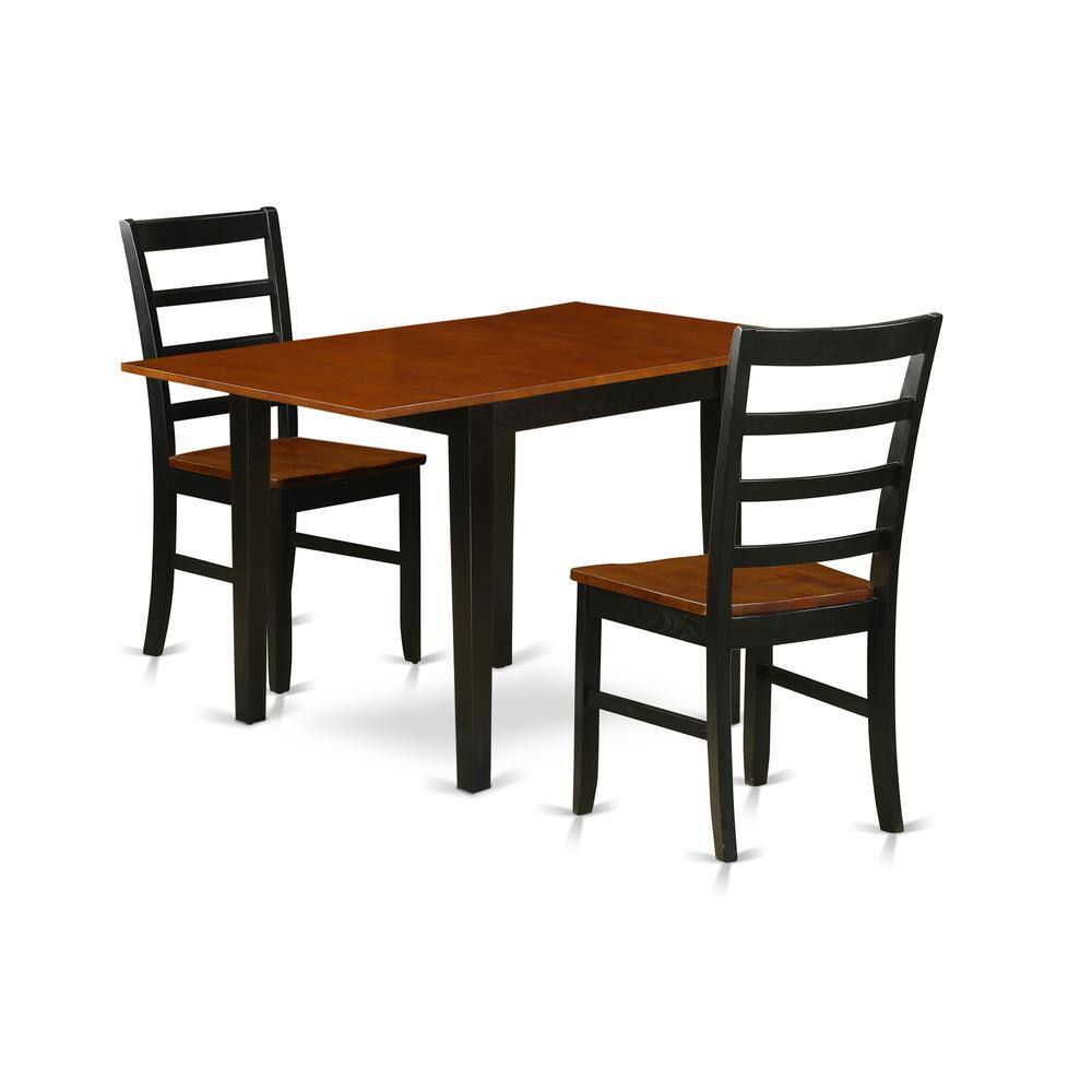 Angle. East West Furniture - Dining Room Set Black & Cherry - Brown.