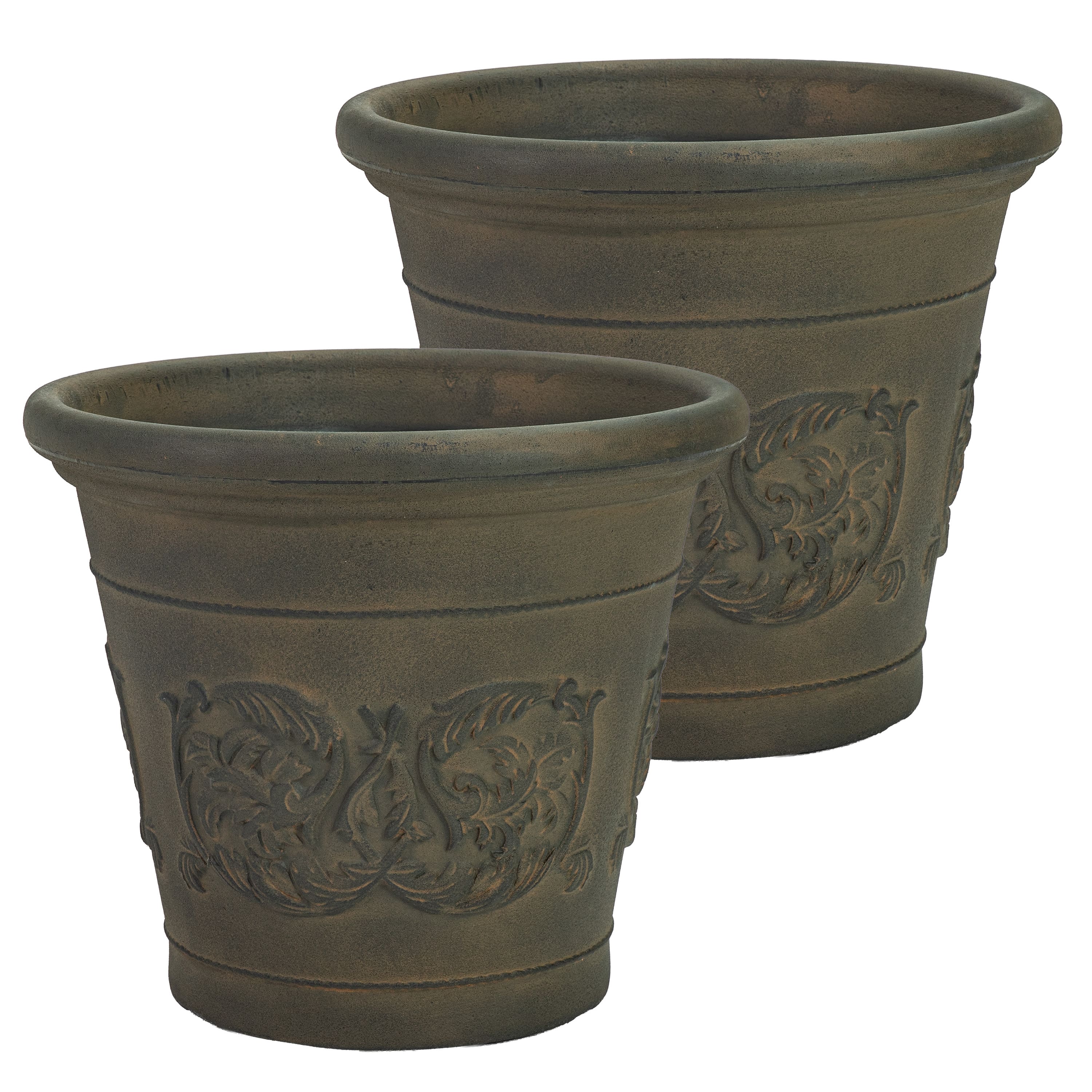 Sunnydaze - 16 in Arabella Polyresin Outdoor Planter - Set of 2 - Sable price history on PriceWatchPro