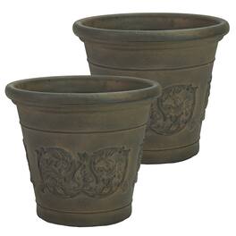 Sunnydaze - 16 in Arabella Polyresin Outdoor Planter - Set of 2 - Sable