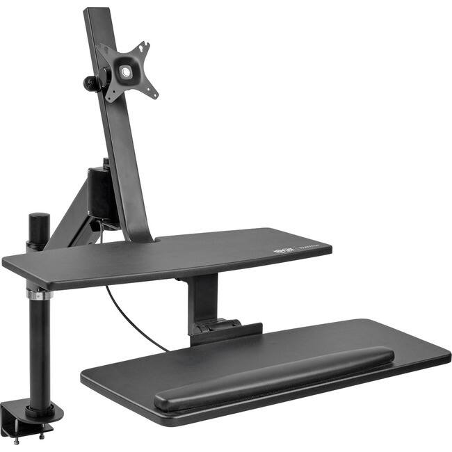Front. Tripp Lite - Eaton Tripp Lite Series WorkWise Height-Adjustable Sit-Stand Workstation, Single-Monitor, Clamp-on - 33.70" Height x - Black.