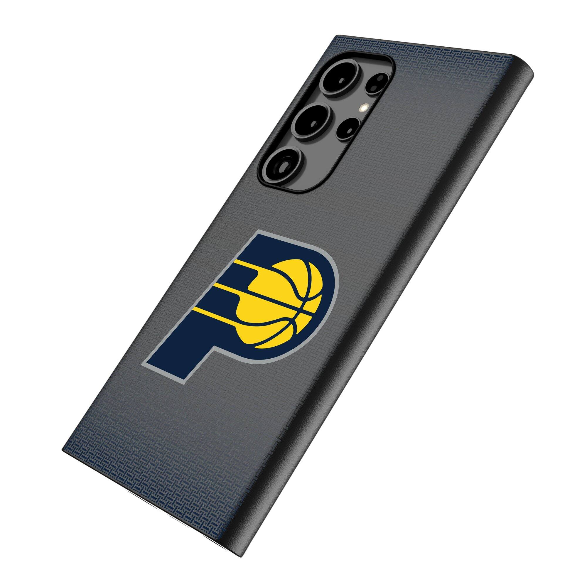 Alt View 1. Keyscaper - Indiana Pacers Linen Galaxy Magnetic Bump Case - S24 Ultra - Black.