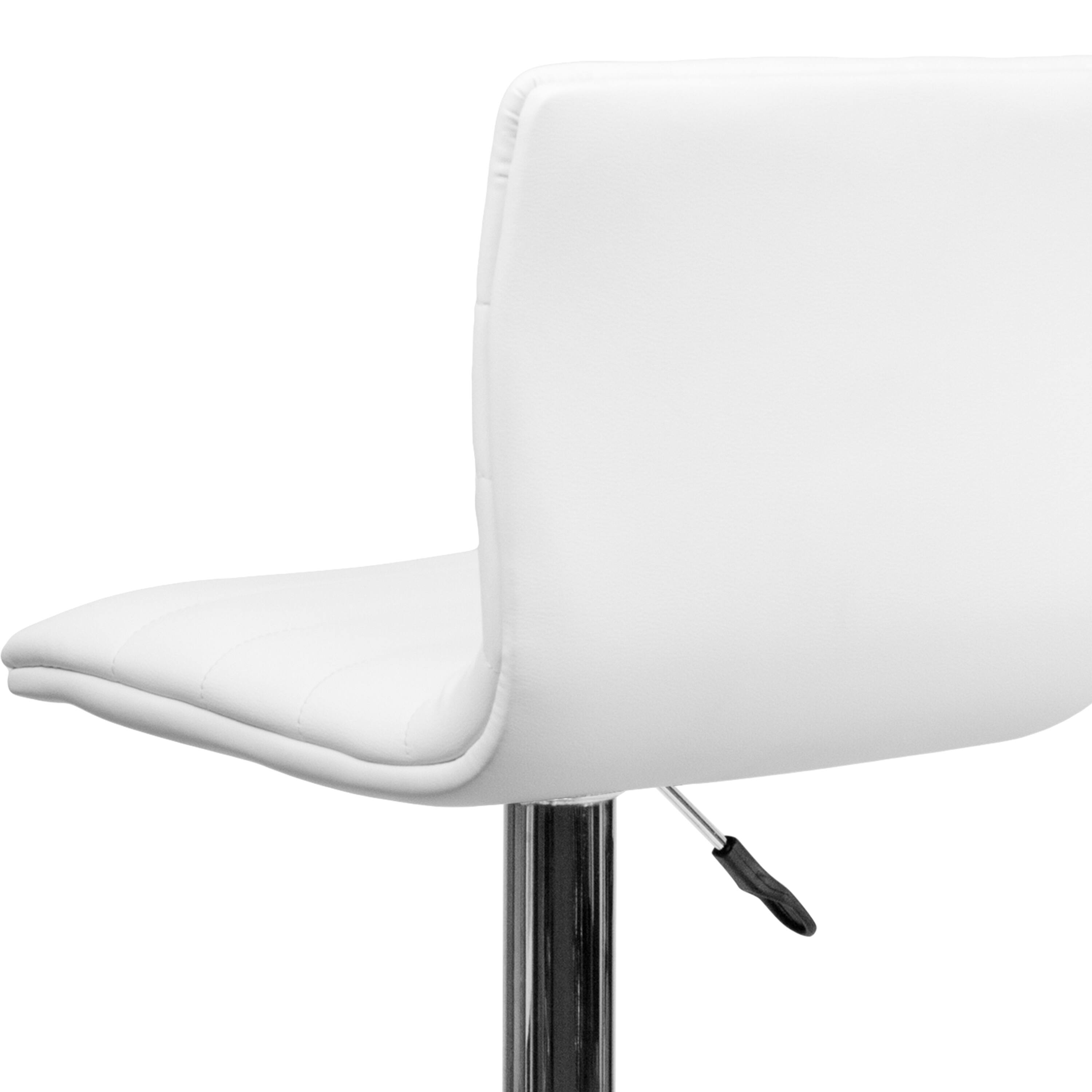Alt View 10. Emma + Oliver - Modern Vinyl Adjustable Height Barstool with Horizontal Stitch Back, Set of 2 - White Vinyl/Chrome Frame.