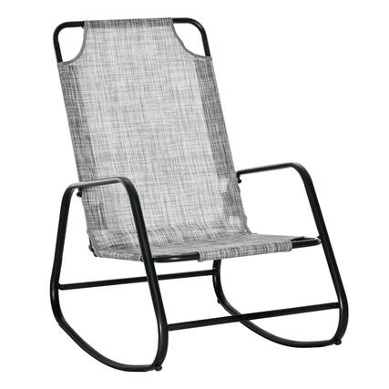Front. Outsunny - Garden Rocking Chair, Outdoor Indoor Sling Fabric Rocker for Patio, Balcony, Porch, Gray and Brown - Gray and Brown.