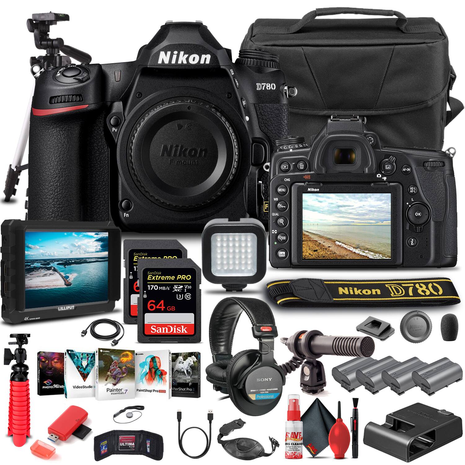 Nikon - D780 DSLR Camera Body Only 1618 - Pro Bundle - Black