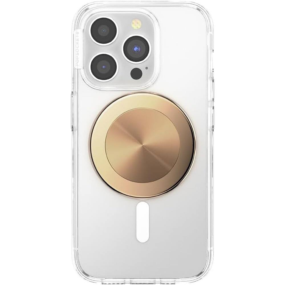 Back. PARKER SLATER - MagSafe Phone Grip with Kickstand & Swappable Top – Alum Radial Gold - Aluminum Radial Gold.