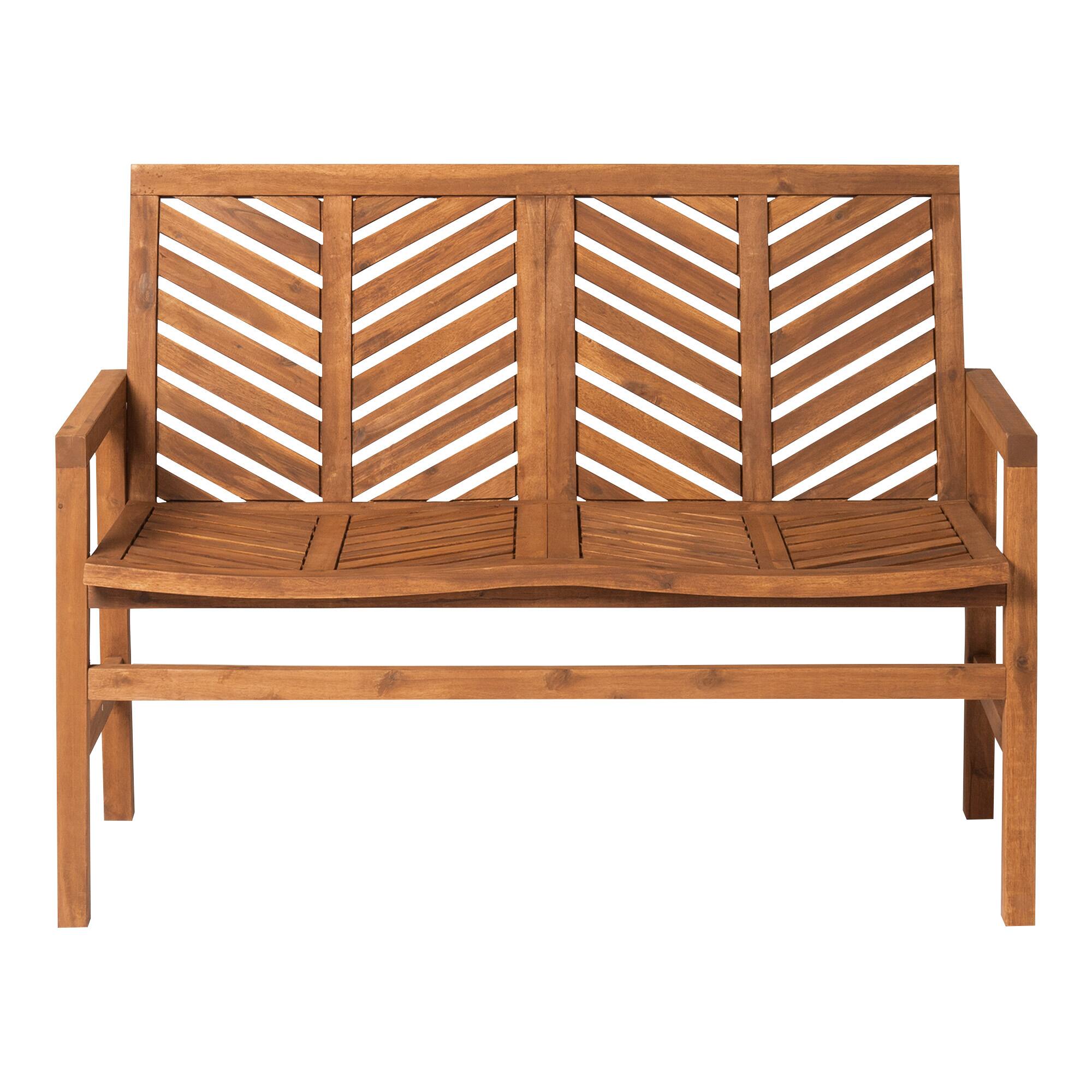 Walker Edison - Patio Outdoor Windsor Acacia Wood Garden Bench - Brown - Front_Zoom