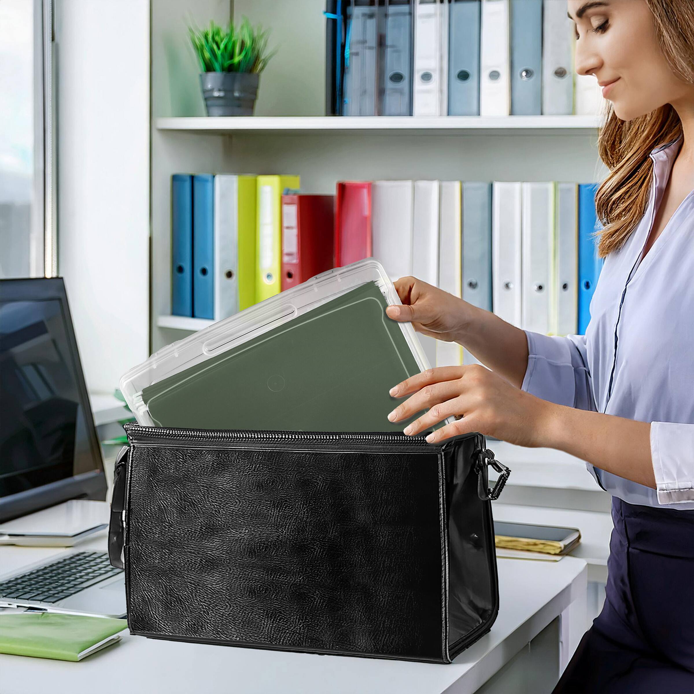 Left. Sorbus - Sorbus Set of 6 Wide Hanging File Organizer Bin, Interior 10"x12" Clear Plastic Stackable for Document Storage - Clear.