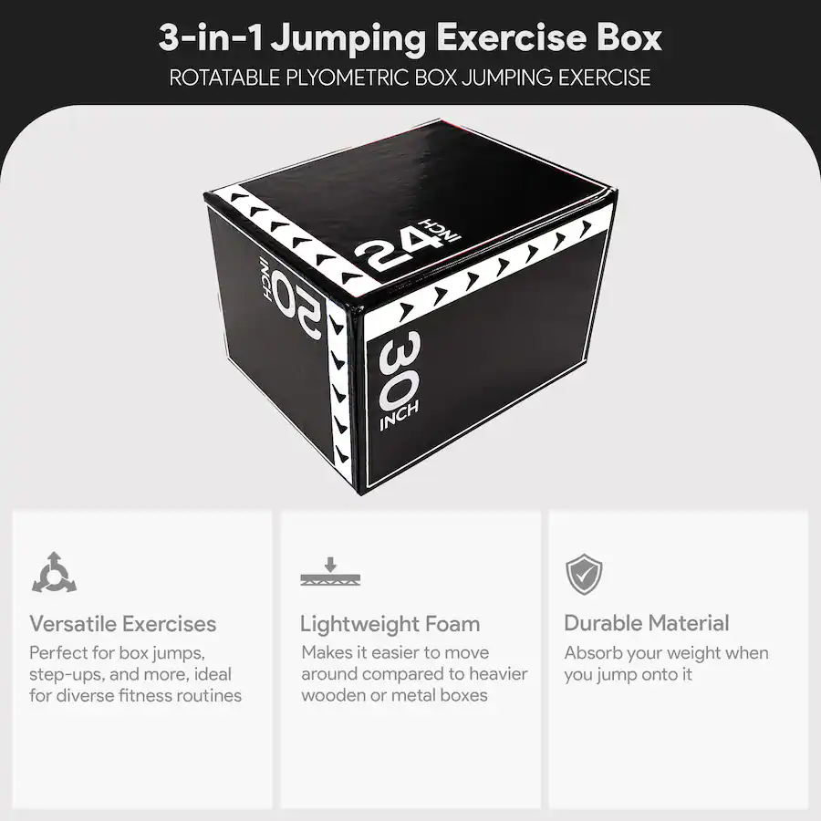 60 Inch Box Jump BalanceFrom Fitness 60 Pound Versatile 3 in 1 Plyometric Jumping ...