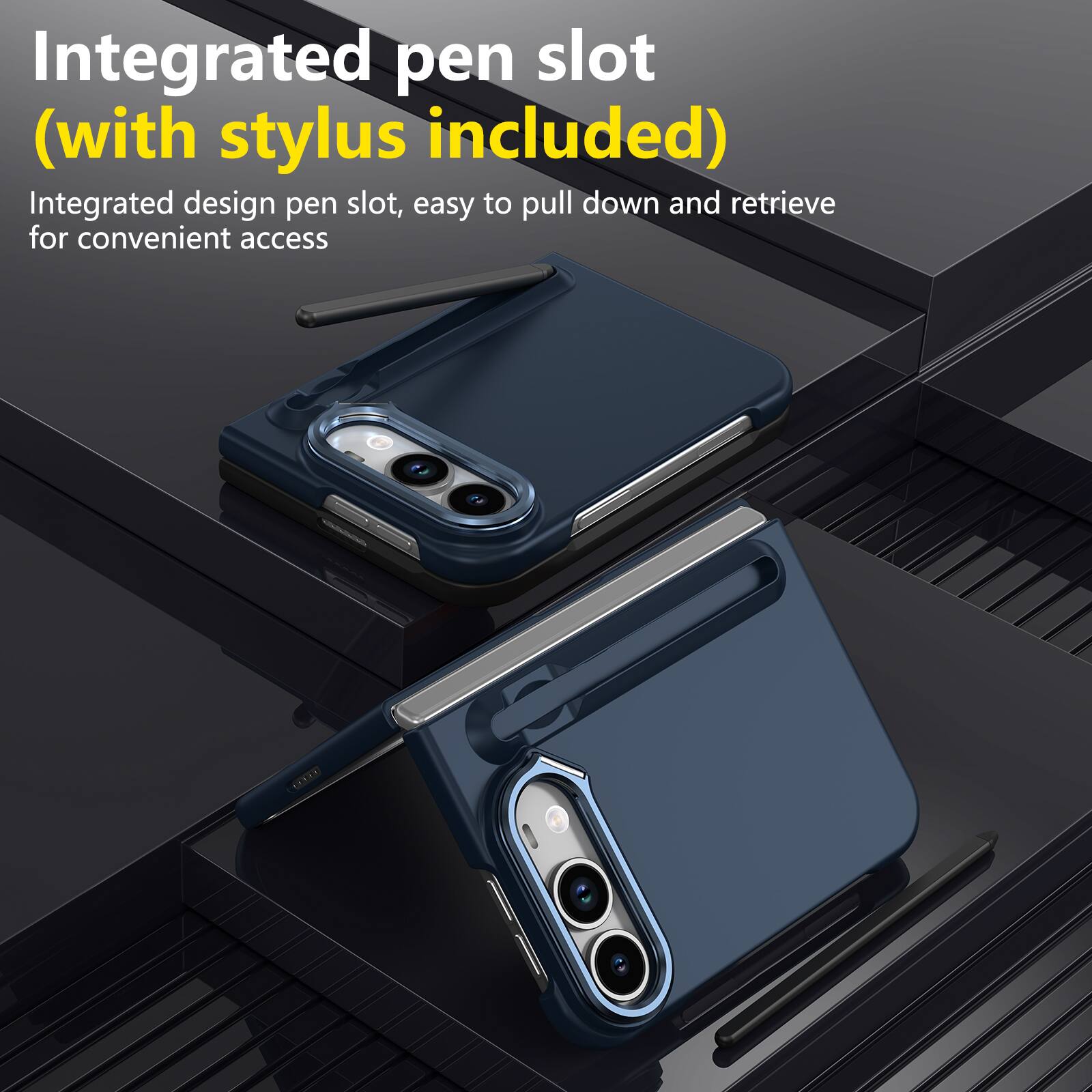 Integrated pen slot (with stylus included)  
Integrated design pen slot, easy to pull down and retrieve for convenient access