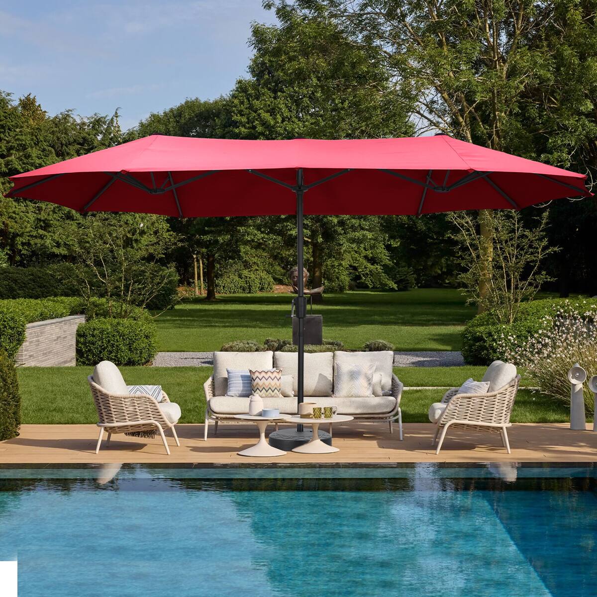 Angle. Ainfox - Ainfox 13ft Large Patio Umbrella Outdoor Market Umbrella UV ProtectionSturdy Framew/Easy Crank for Yard,Poolside,Deck - Red.