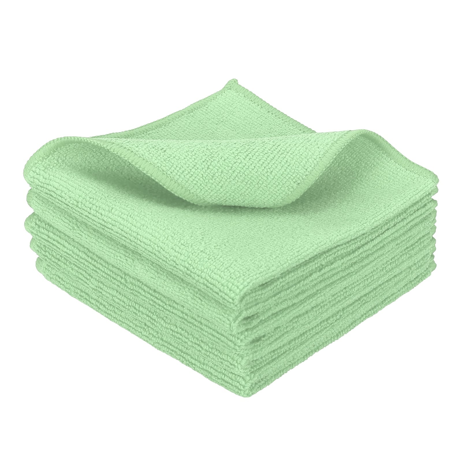 Unique Bargains - 5pcs Microfiber Cleaning Cloth, 11.8"x11.8" Square Reusable Highly Absorbent for Kitchen Bathroom - Light Green