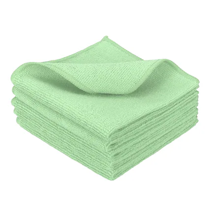 Front. Unique Bargains - 5pcs Microfiber Cleaning Cloth, 11.8"x11.8" Square Reusable Highly Absorbent for Kitchen Bathroom Light Green - Light Green.