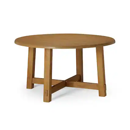 Front. Maven Lane - Maven Lane Sasha Round Wooden Dining Table in Weathered Natural Finish - Weathered Natural.