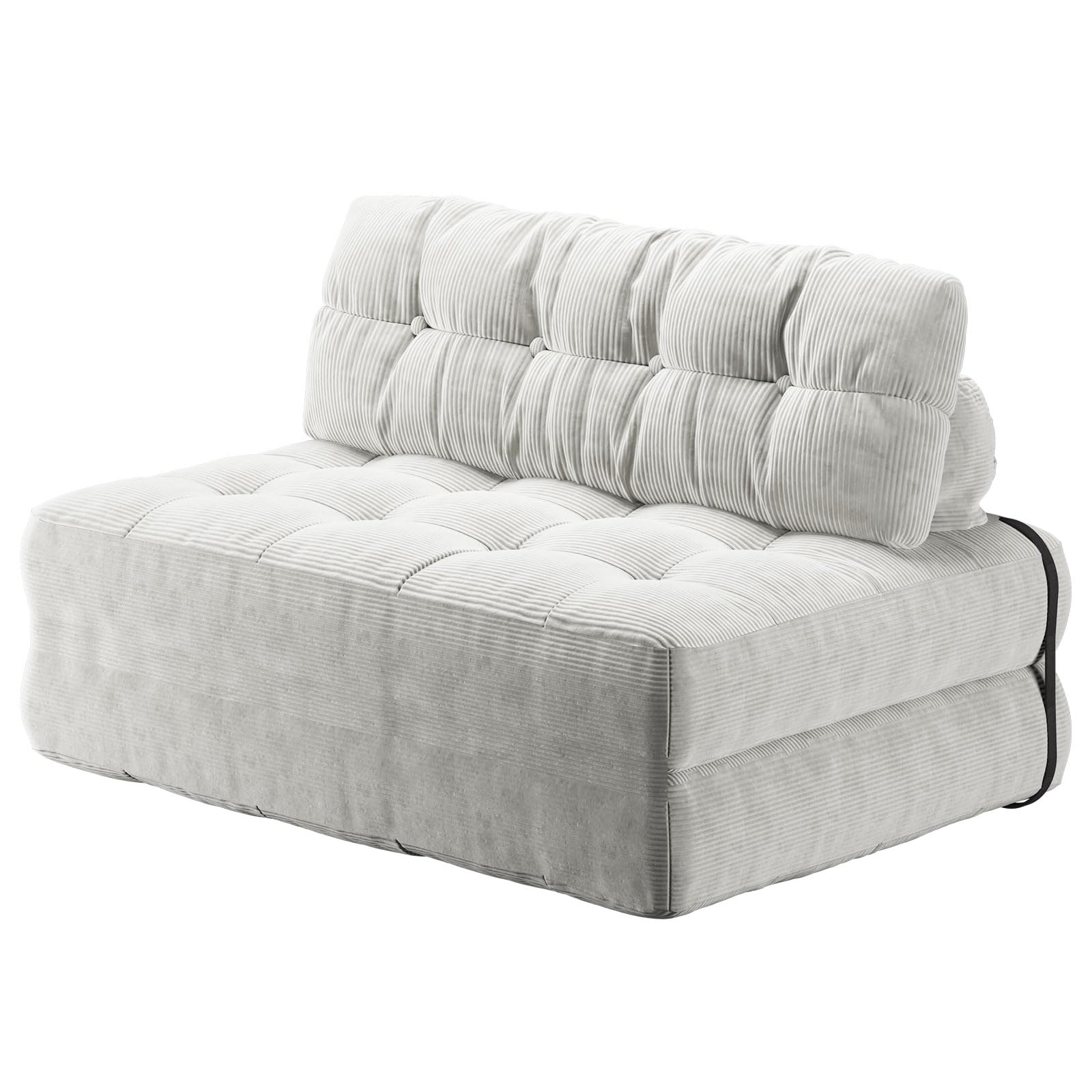 Alt View 5. Jojoka - Folding Sofa Bed, Convertible Futon Sleeper Chair with Headrest, Lumbar Pillow, Loveseat - Beige.