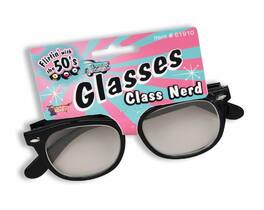 Forum Novelties - 50's Class Nerd Geek Cracked Broken Costume Glasses - Black