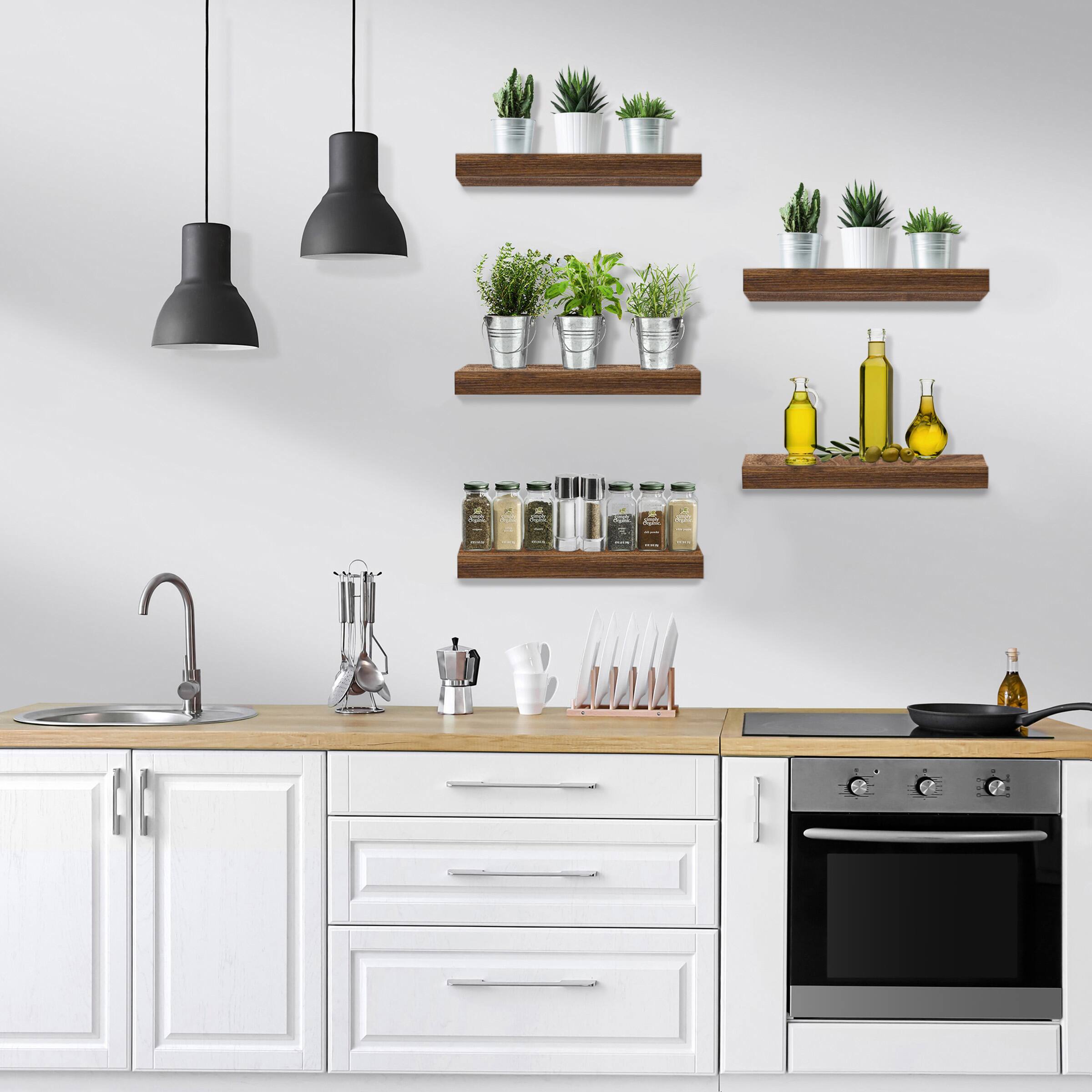 Alt View 1. Sorbus - Sorbus Floating Shelves for Wall, Bathroom Shelves Wall Mounted for Kitchen, Bedroom, Living Room, Bathroom - Walnut.