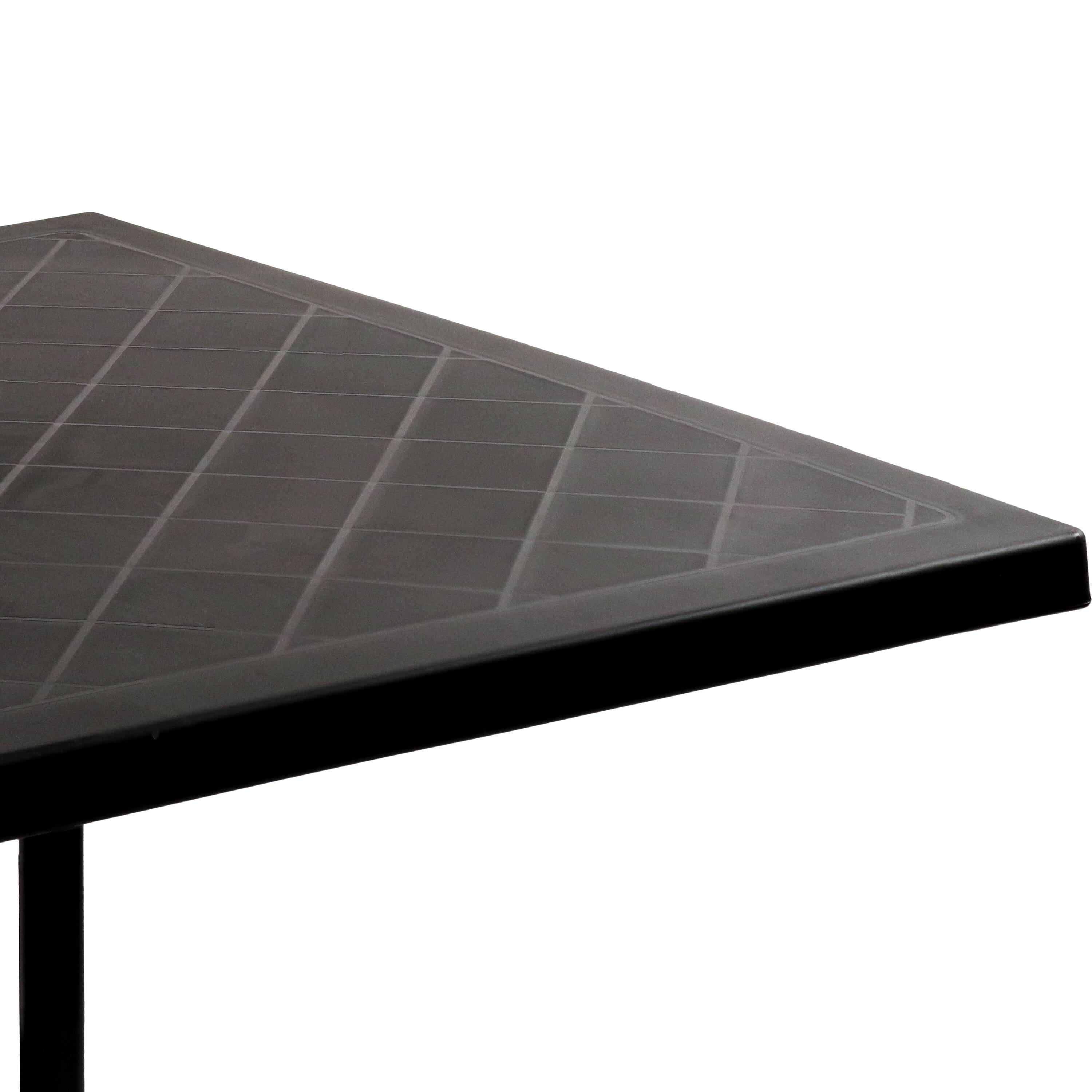 Alt View 4. Sunnydaze - Square Plastic Top Outdoor Dining Table with Iron Legs - Black.