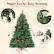 The text on the image is grouped and corrected as follows:
"Hinged Tree for Quick Assembly: Christmas Tree with Hinged Branches will Expand Easier. 2-Section Tree Trunk. Connect the Wire."