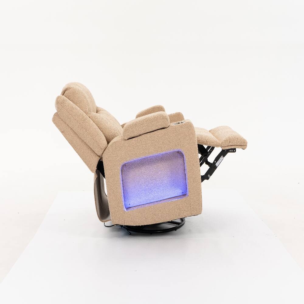 Alt View 6. Ropilly - Ropilly Extra Wide Power Recliner Velvet Massage Chair with Swivel and Heat - Camel.