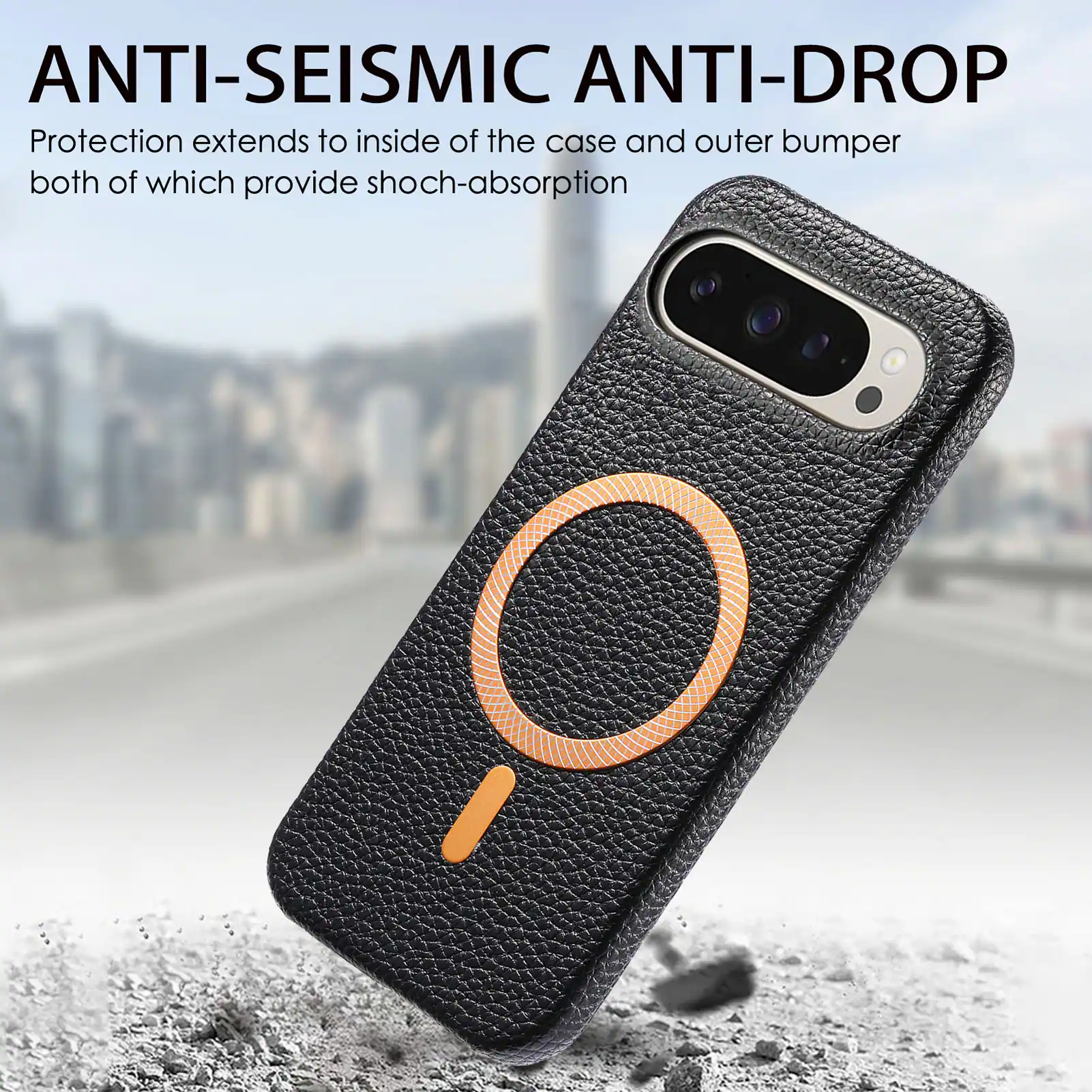 ANTI-SEISMIC ANTI-DROP  
Protection extends to inside of the case and outer bumper both of which provide shock-absorption