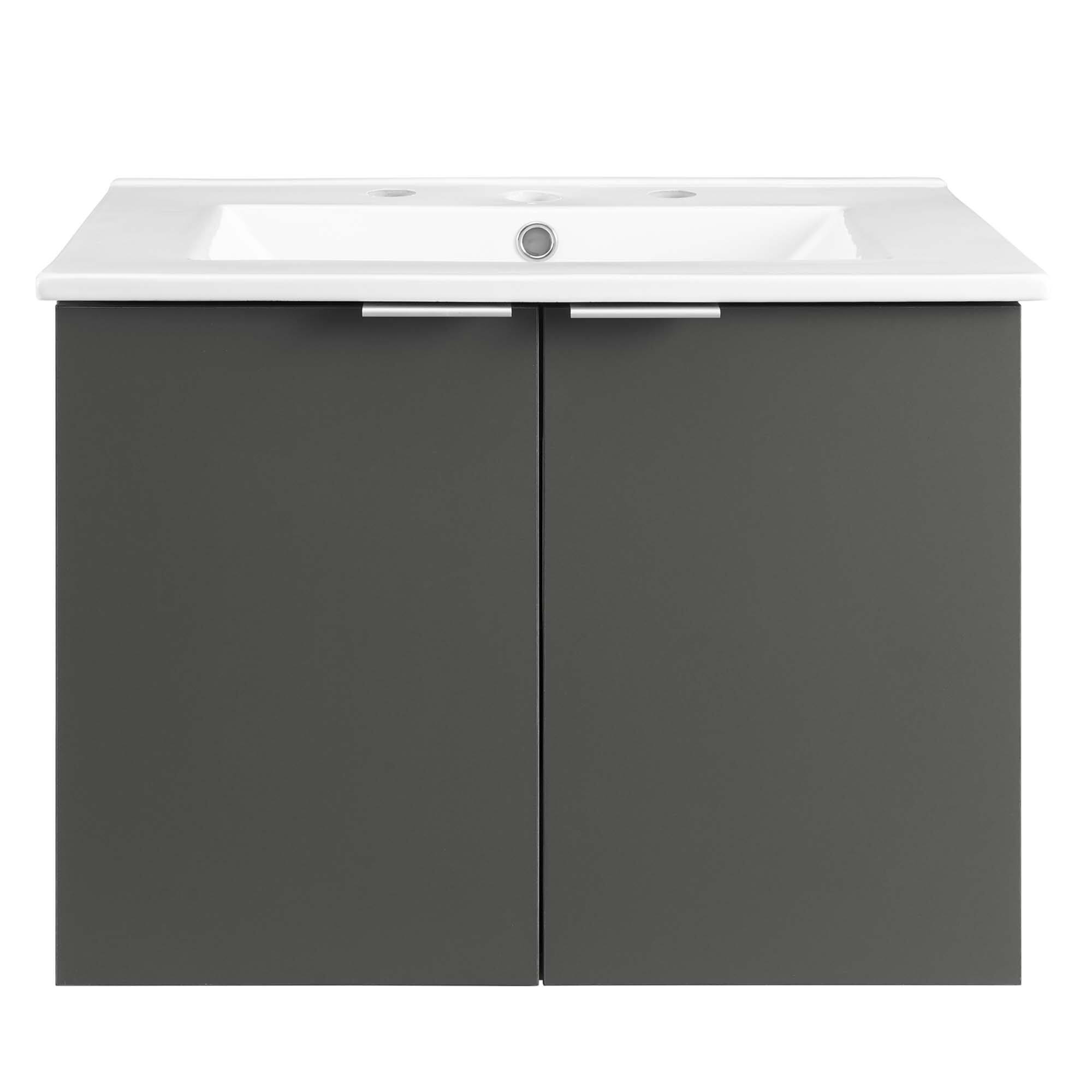 Alt View 2. Modway - Maybelle Wall-Mount Bathroom Vanity Basin Included - Gray White.
