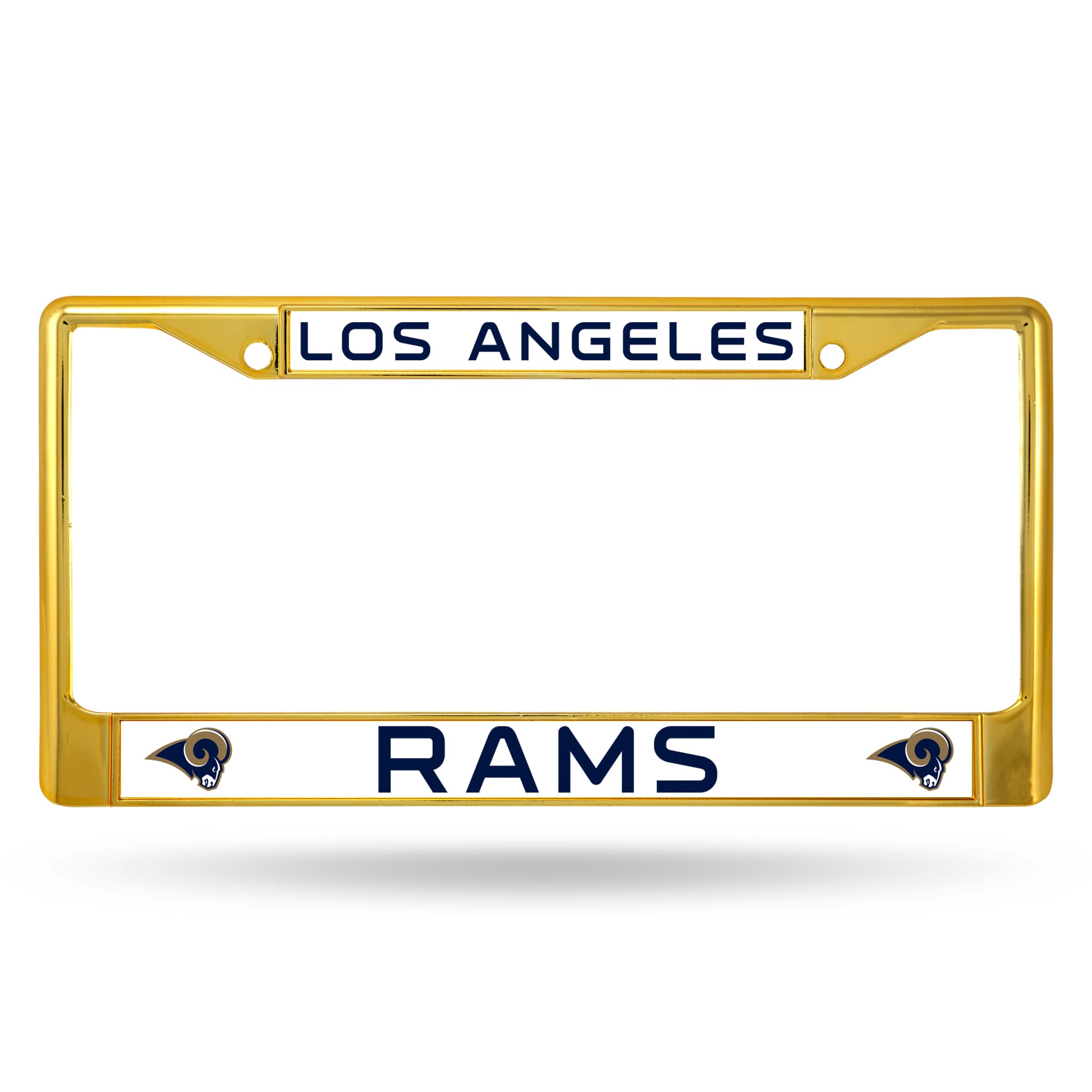 Rico Industries - Los Angeles LA Football Rams Gold Color Painted Chrome Metal License Plate Frame - Multi