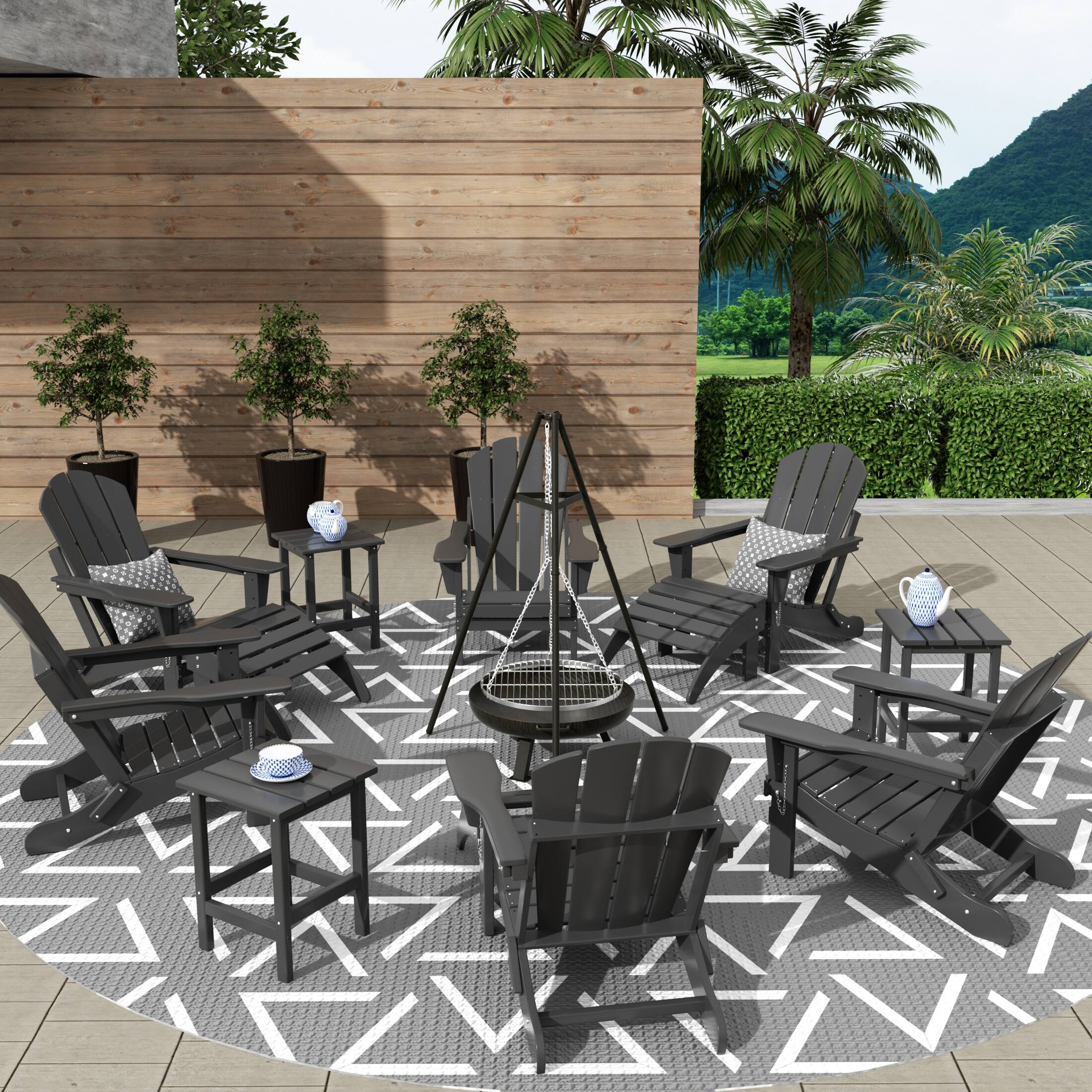 WestinTrends Malibu 12 Piece Outdoor Folding Poly Adirondack Chair With ...