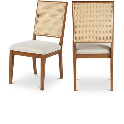 Front. Meridian Furniture - Butterfly Cream Linen Textured Fabric Dining Chair, Set of 2 - Beige.