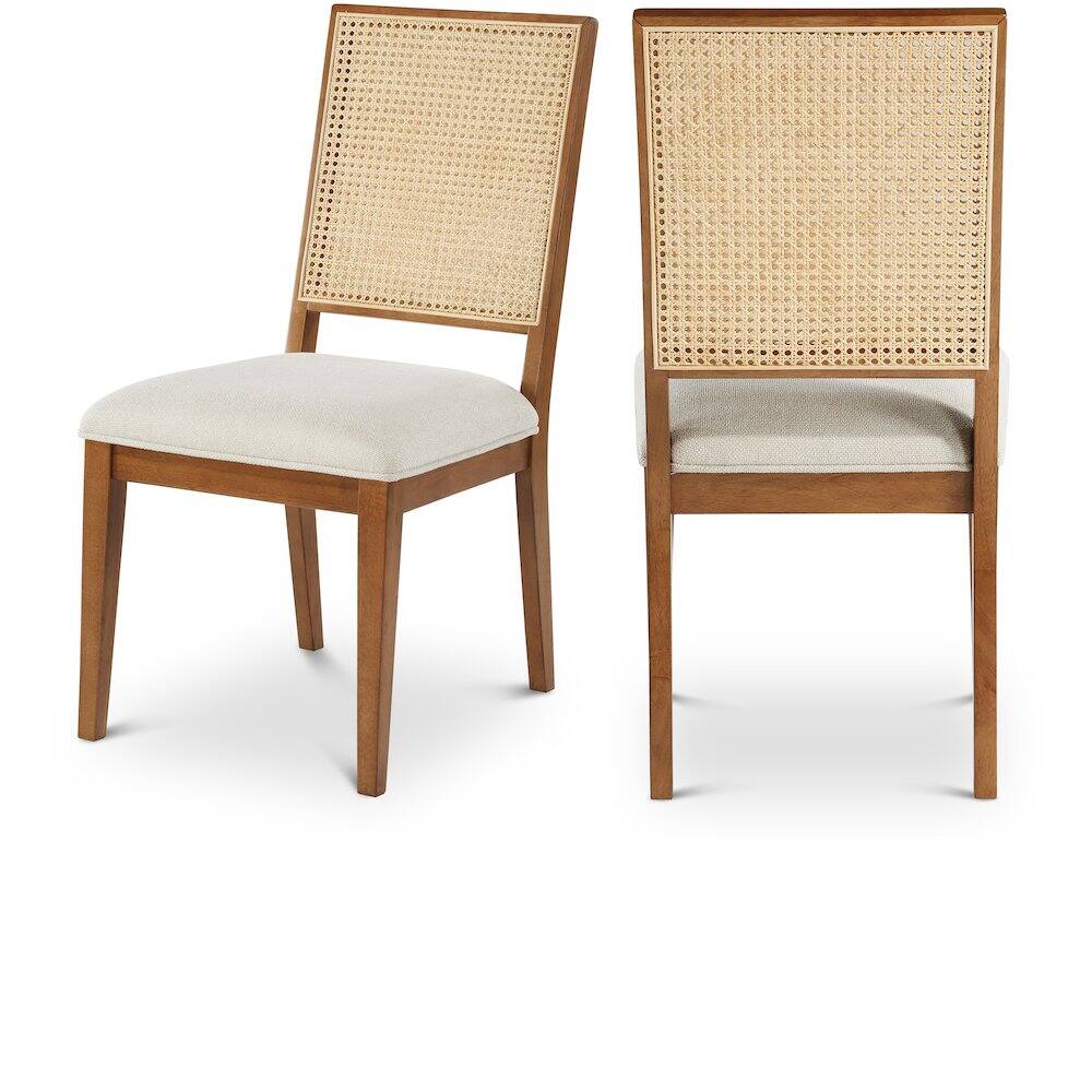 Front. Meridian Furniture - Butterfly Cream Linen Textured Fabric Dining Chair, Set of 2 - Beige.
