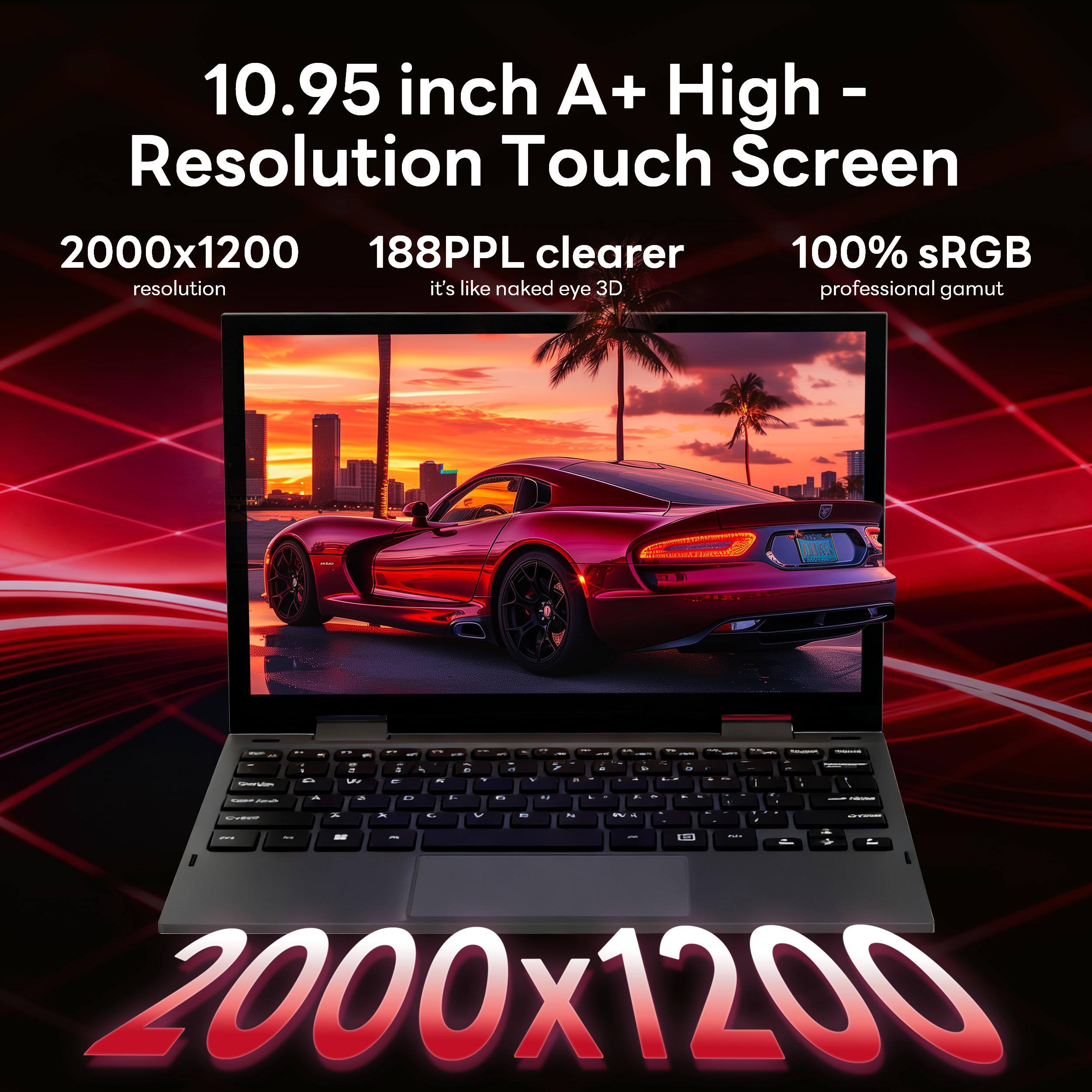 10.95 inch A+ High-Resolution Touch Screen  
2000x1200  
188PPL clearer resolution it's like naked eye 3D  
100% sRGB professional gamut