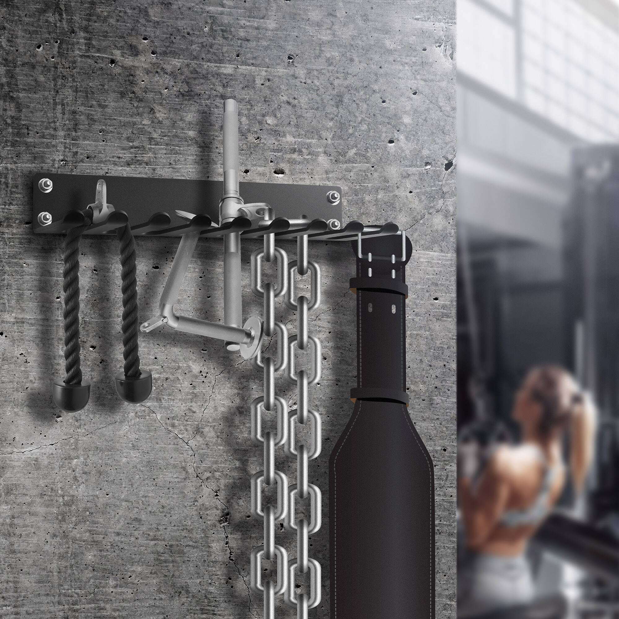 Alt View 4. Philosophy Gym - Accessory Rack Organizer - 9 Prong - Wall Mounted Multi-Purpose Storage - Black.