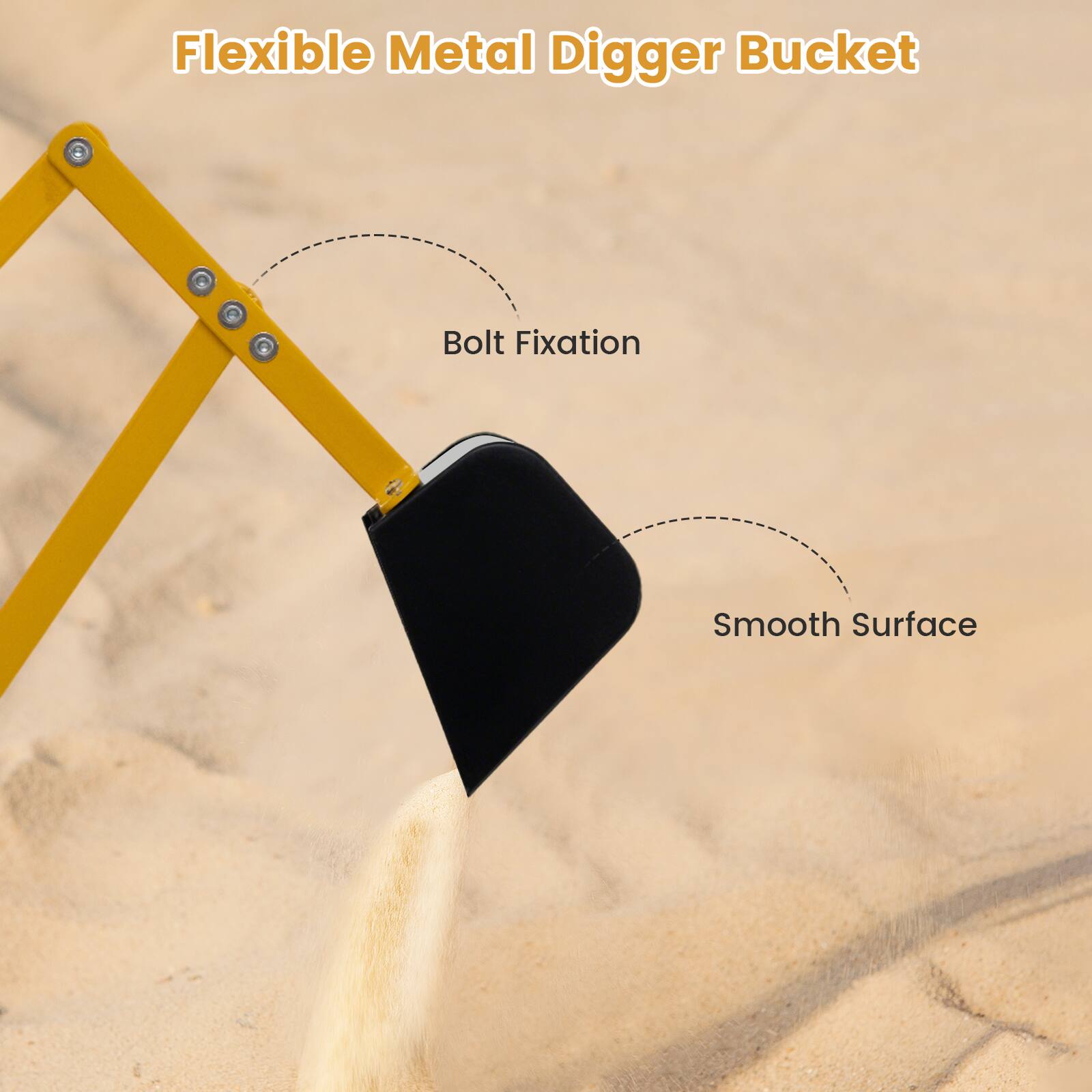 Flexible Metal Digger Bucket

- Bolt Fixation
- Smooth Surface