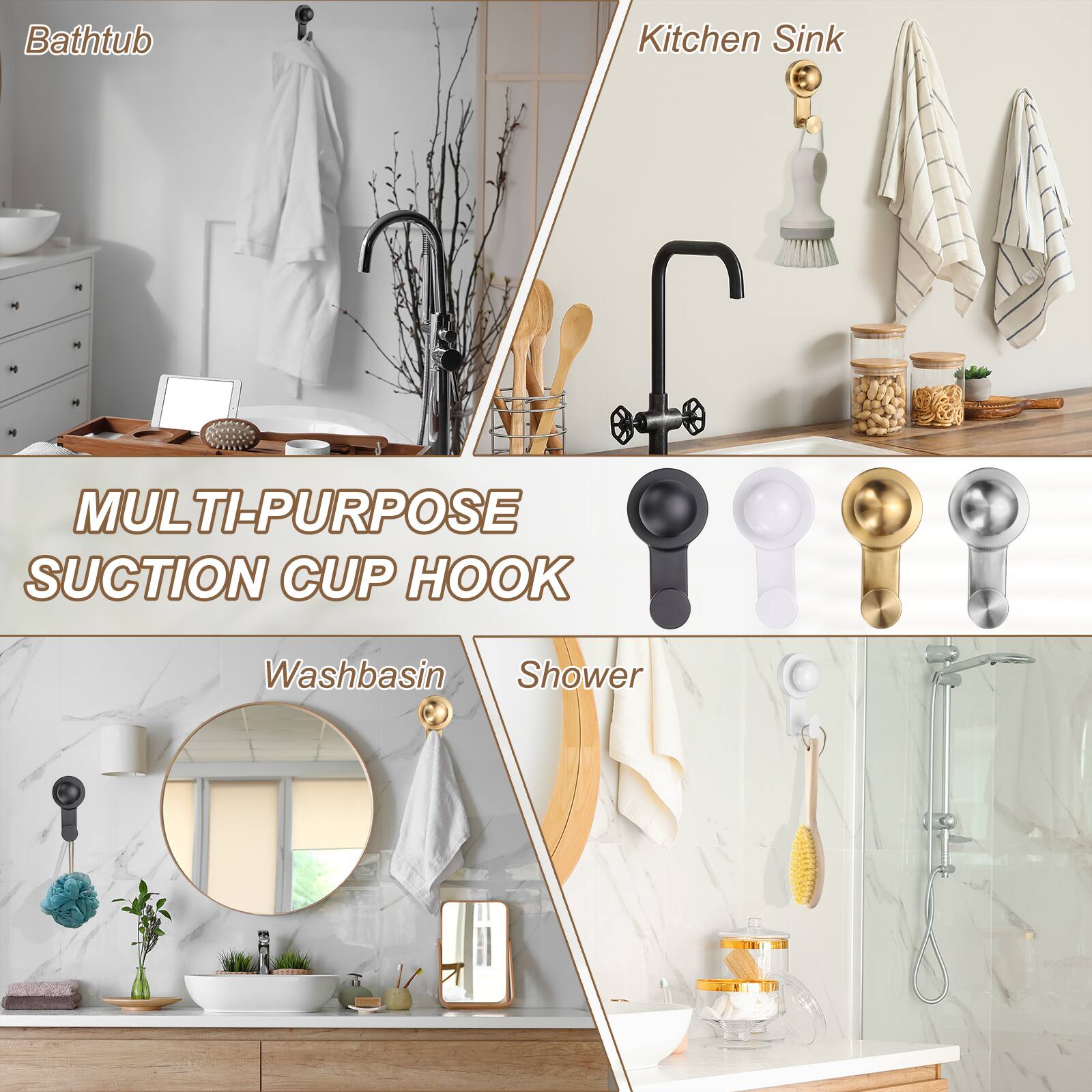 Bathtub Kitchen Sink MULTI-PURPOSE SUCTION CUP HOOK Washbasin Shower