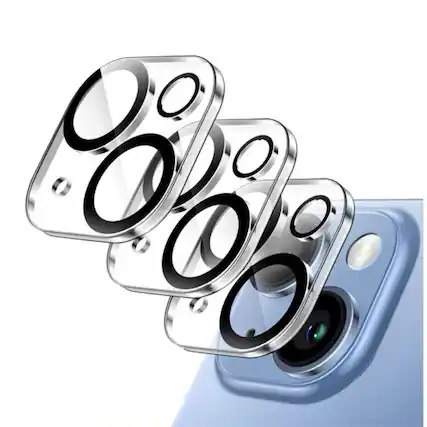 Front. Qixxronics - 3PCS for iPhone 14 Plus Camera Lens Protector Tempered Glass Lens Cover Flim - Clear.