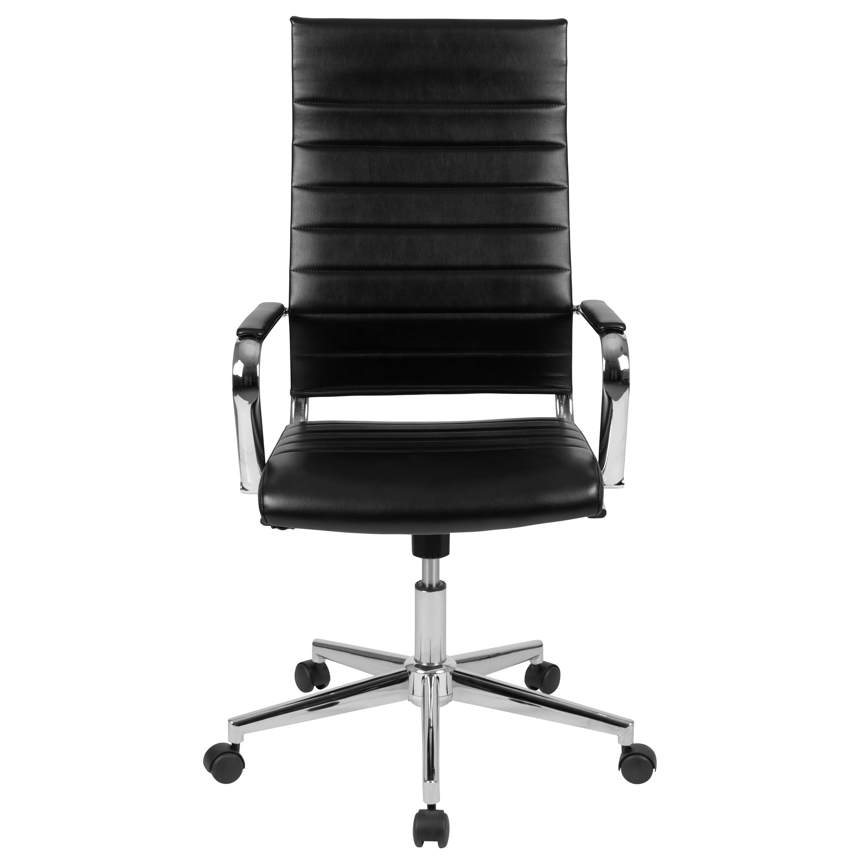 Alt View 7. Emma + Oliver - High Back LeatherSoft Ribbed Executive Swivel Office Chair - Desk Chair - Black.