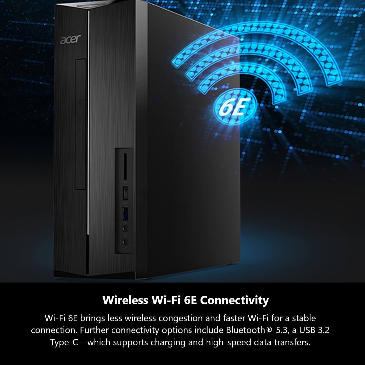 Wireless Wi-Fi 6E Connectivity

Wi-Fi 6E brings less wireless congestion and faster Wi-Fi for a stable connection. Further connectivity options include Bluetooth® 5.3, a USB 3.2 Type-C—which supports charging and high-speed data transfers.