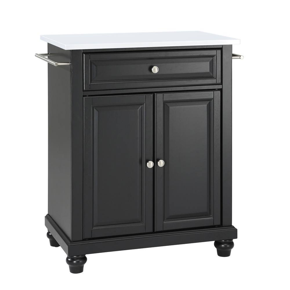 Back. Crosley Furniture - Cambridge Stone Top Portable Kitchen Island/Cart - Black.