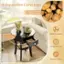 The text on the image reads: "4-Supportive Curve Legs Elegant Rubber Wood Veneer Solid Rubber Wood Groves Solid Structure Long-time Use Natural Charm."