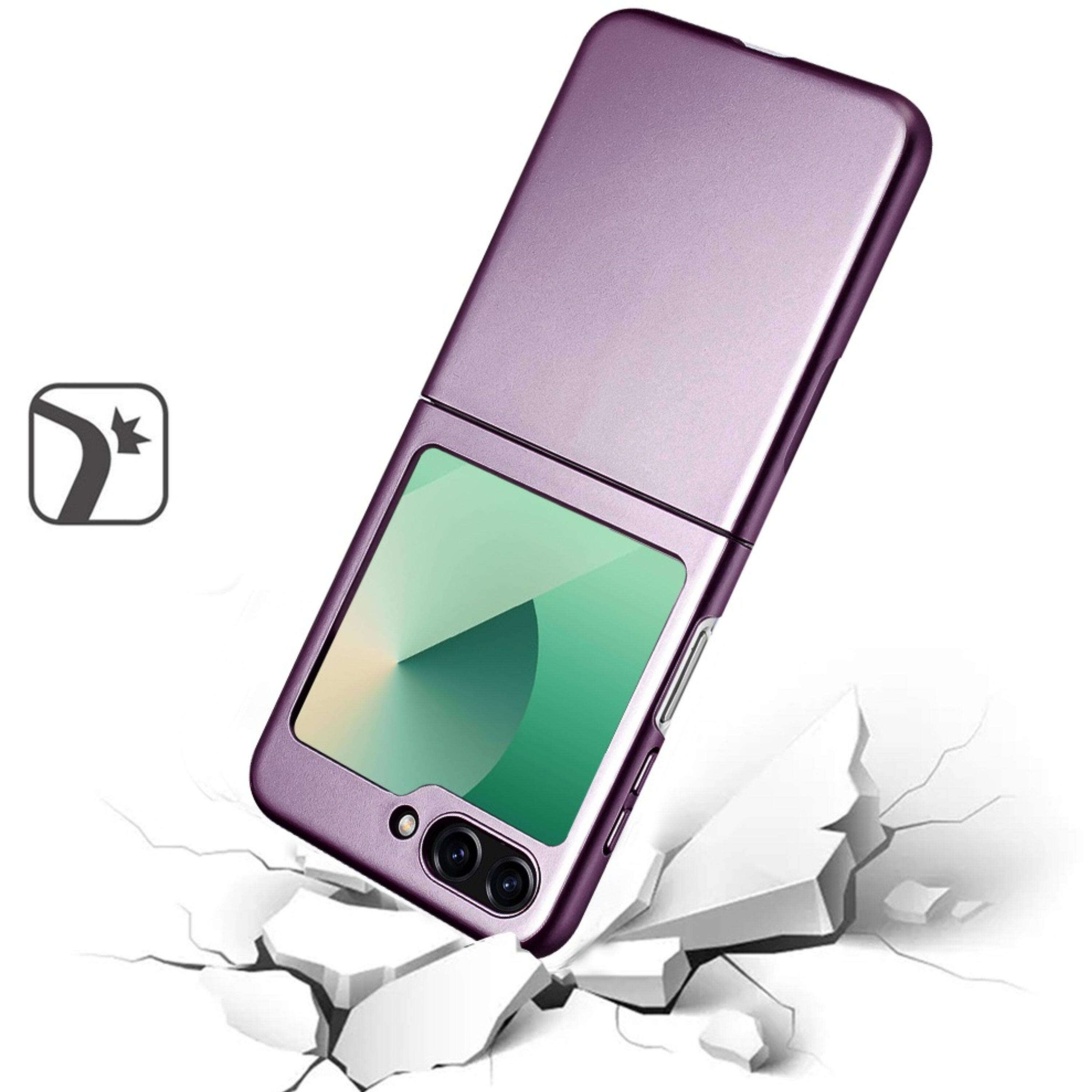Left. Kitcheniva - Slim Matte Snap-On Cover For Samsung Galaxy Z Flip 6 Dark Purple - Dark Purple.