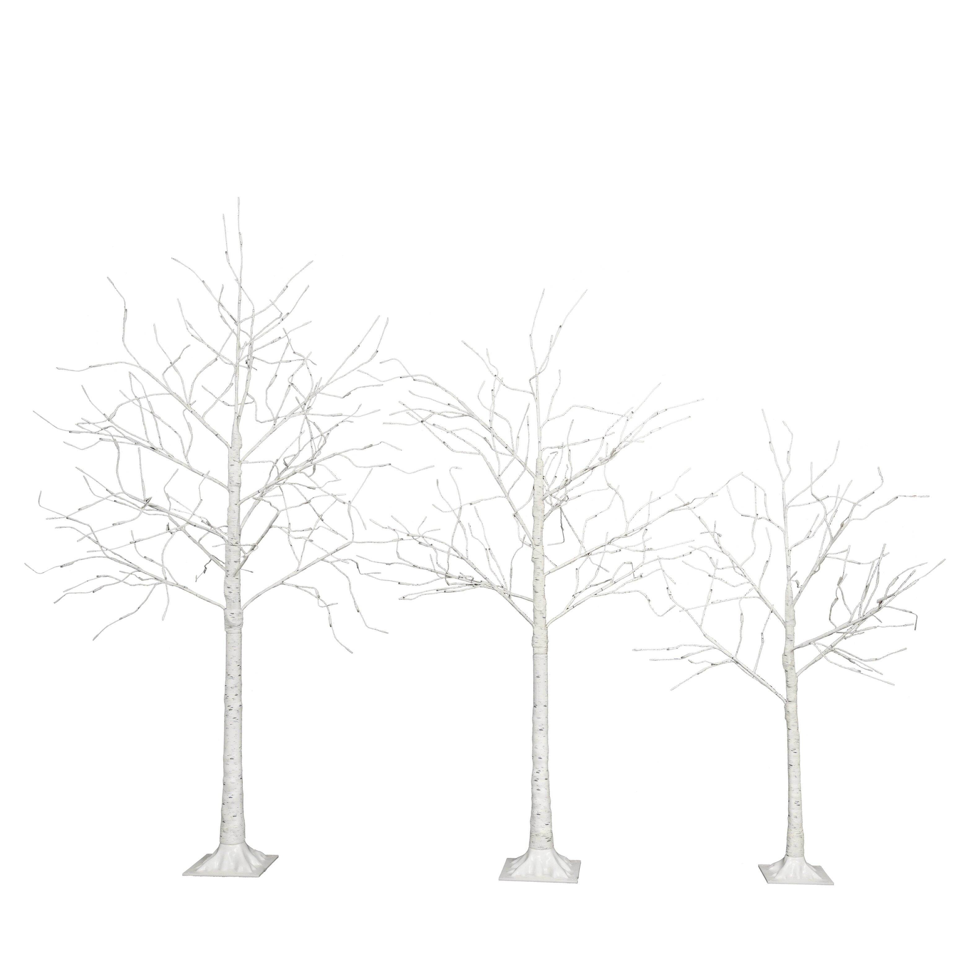 Alt View 6. Tiramisubest - Set of Lighted Birch Tree,4FT 48 LED/5FT 72 LED/6FT 96 LED Artificial Tree with Warm White Lights - White.