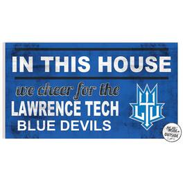 Jardine - Lawrence Technological University Devils 11" x 20" Indoor/Outdoor In This House Sign - Blue