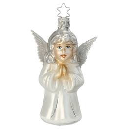Inge Glas - Faithful One Praying Angel German Glass Christmas Ornament FREE BOX - White