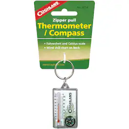 Coghlan’s - Coghlan's Zipper Pull Thermometer & Compass Keychain, Windchill Chart, Survival