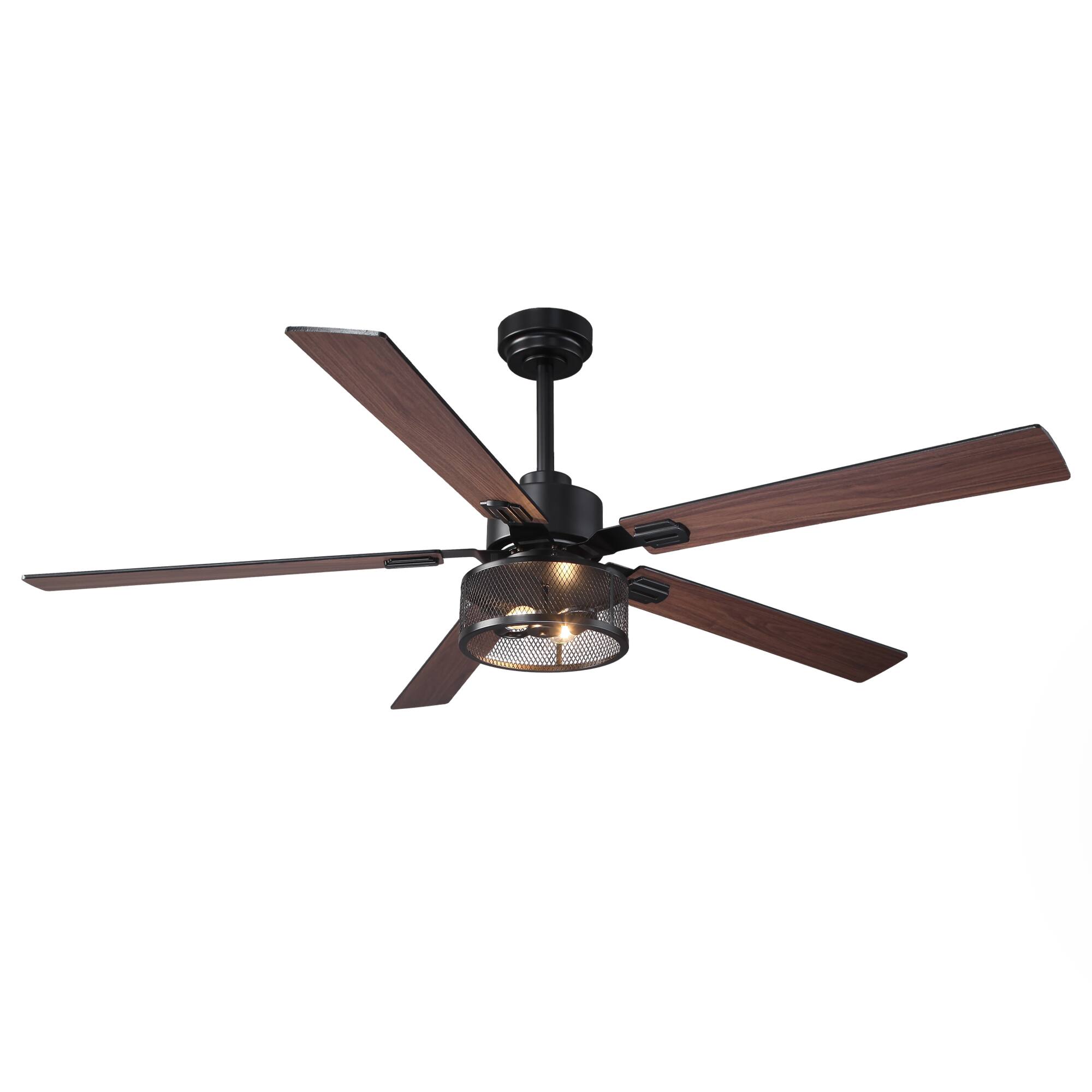 Alt View 7. Vaczon - 60" Black Reversible Wood 5-Blade Smart Ceiling Fan with Light and APP Control - Matte Black.