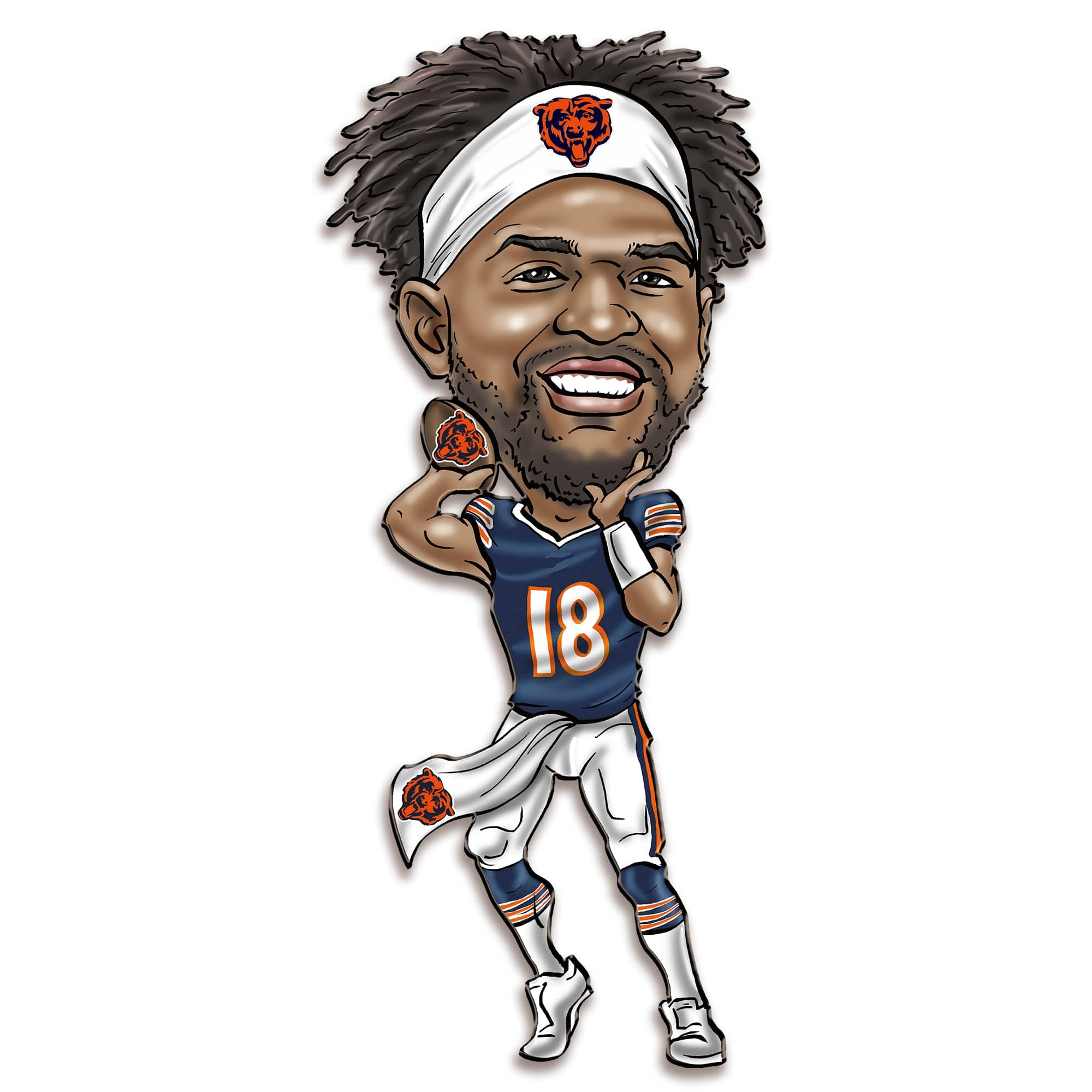 Sporticulture - Caleb Williams Chicago Bears Metal Caricature Wall Art - Navy