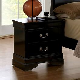 Loheer - Solid Wood Nightstand with Two Drawers for Bedroom Storage - Black