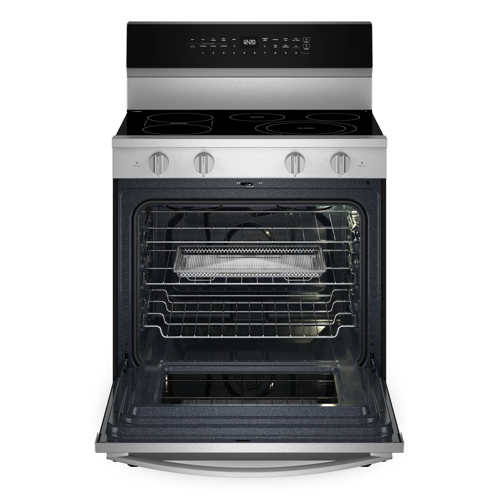 Alt View 1. Whirlpool - 5.3 Cu. Ft. Smart Electric Freestanding Range with Air Cooking Technology, No Preheat Air Fry, High Speed Preheat Oven - Fingerprint Resistant Stainless Steel.