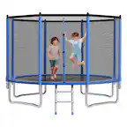 Front. VEVOR - Outdoor Trampoline, 12FT Round Recreational Trampoline with Enclosure Net, ASTM Approved, Heavy Duty Trampolines - Blue,Black.